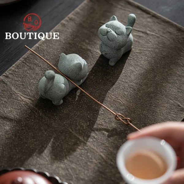 KimKiln白色家居小貓咪陶瓷茶寵 - 图片 6