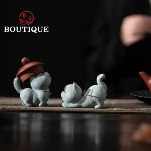 KimKiln白色家居小貓咪陶瓷茶寵