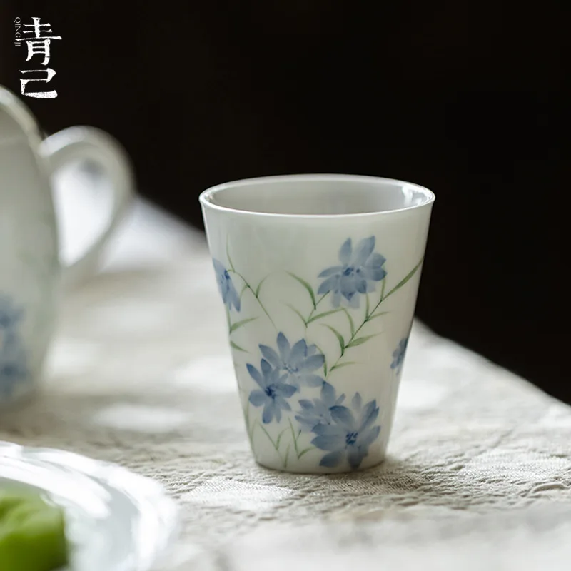 青己-玉瓷-浅蓝逸-筒子茶杯