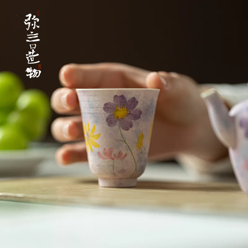 油画紫—花繁路野—素简茶杯