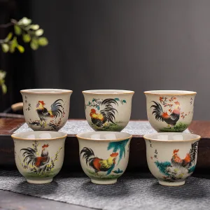 Kimkiln 中國風手繪公鸡茶杯