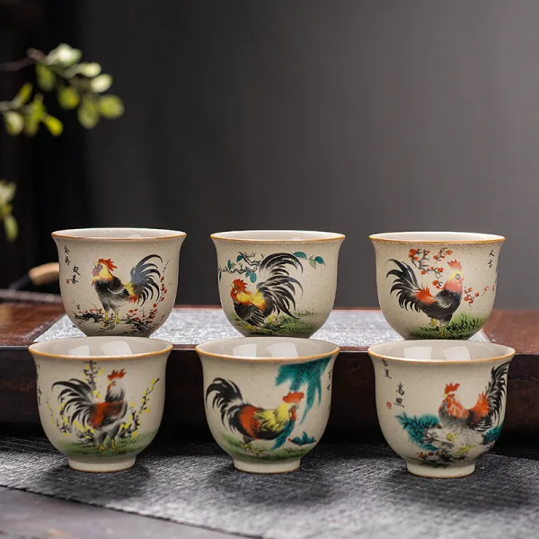 Kimkiln 中國風手繪公鸡茶杯