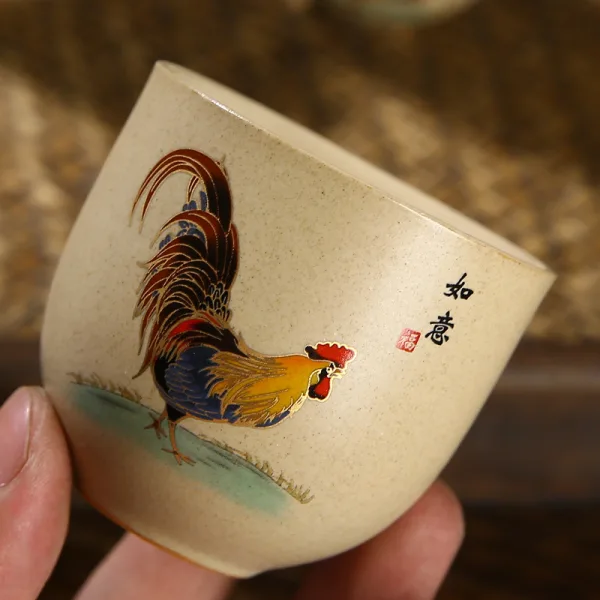 kimkiln 中國風手繪公鸡直口茶杯 - 图片 2