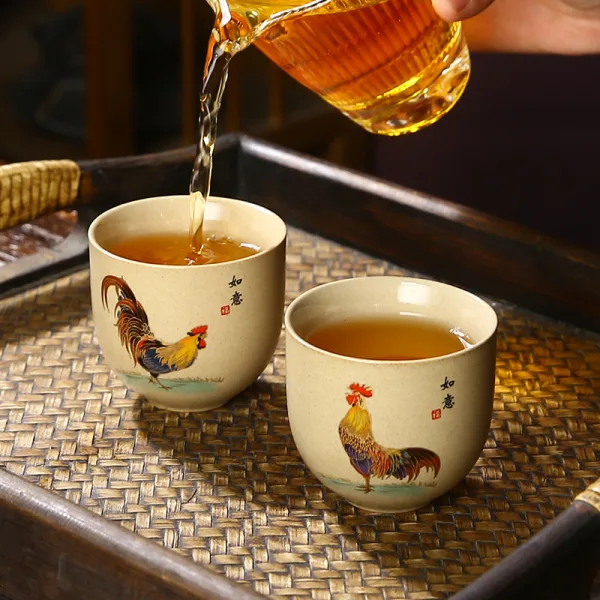 kimkiln 中國風手繪公鸡直口茶杯 - 图片 4