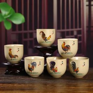 kimkiln 中國風手繪公鸡直口茶杯
