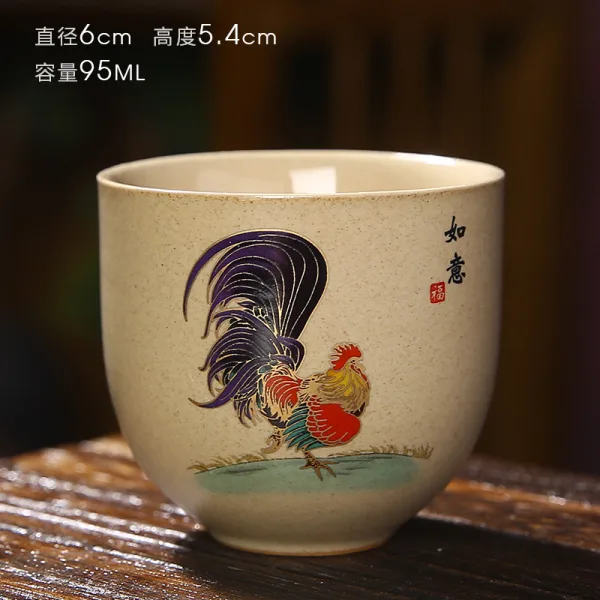 kimkiln 中國風手繪公鸡直口茶杯 - 图片 7