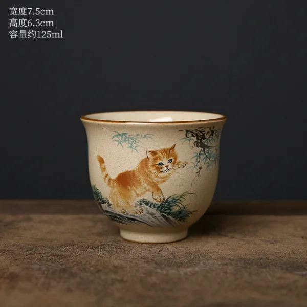 kimkiln 中國風手繪猫反口茶杯 - 图片 2