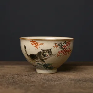 Kimkiln 中國風手繪猫吉祥茶杯