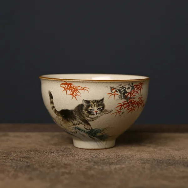 Kimkiln 中國風手繪猫吉祥茶杯