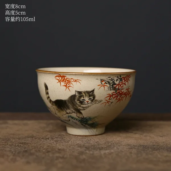 Kimkiln 中國風手繪猫吉祥茶杯 - 图片 2