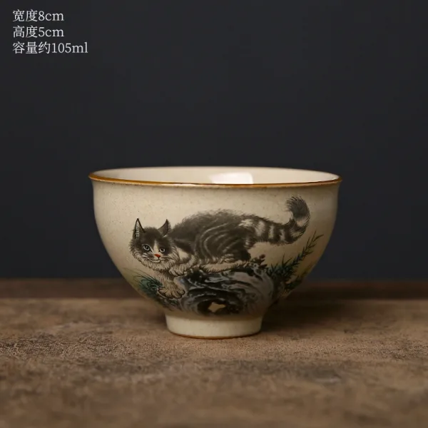 Kimkiln 中國風手繪猫吉祥茶杯 - 图片 3