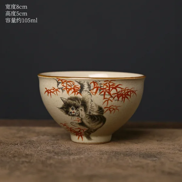 Kimkiln 中國風手繪猫吉祥茶杯 - 图片 4