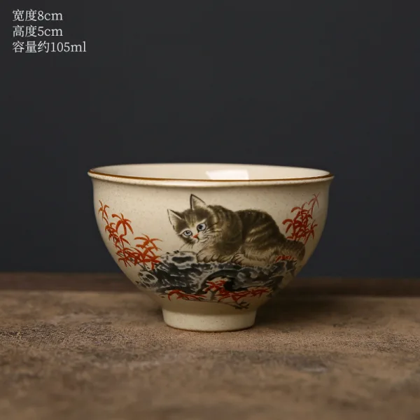 Kimkiln 中國風手繪猫吉祥茶杯 - 图片 5